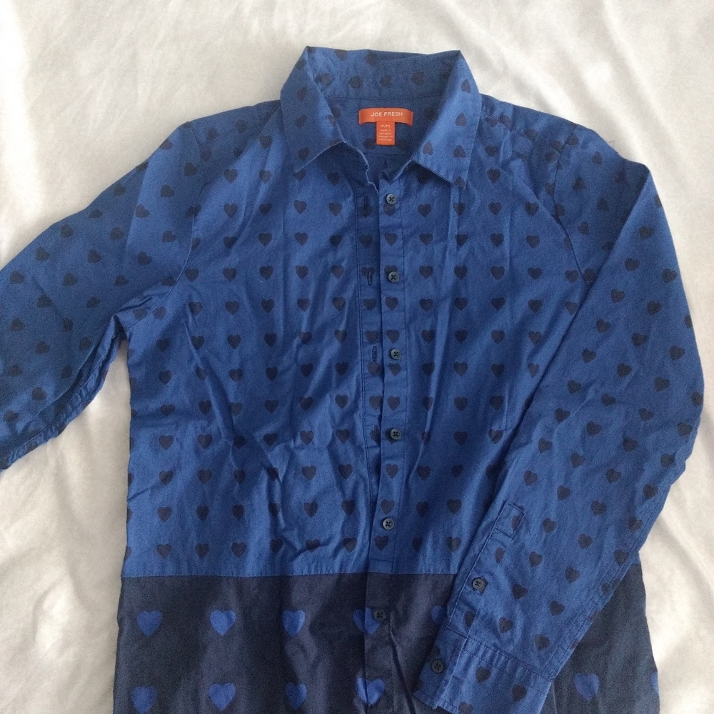 Heart polka dot button up shirt - Joe Fresh size M